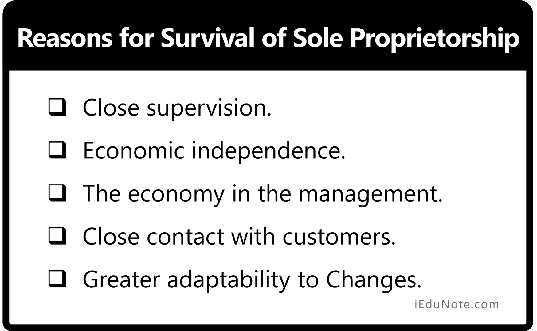 Reasons for Survival of Sole Proprietorship