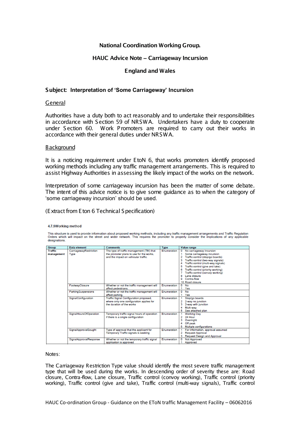 advice note example format template