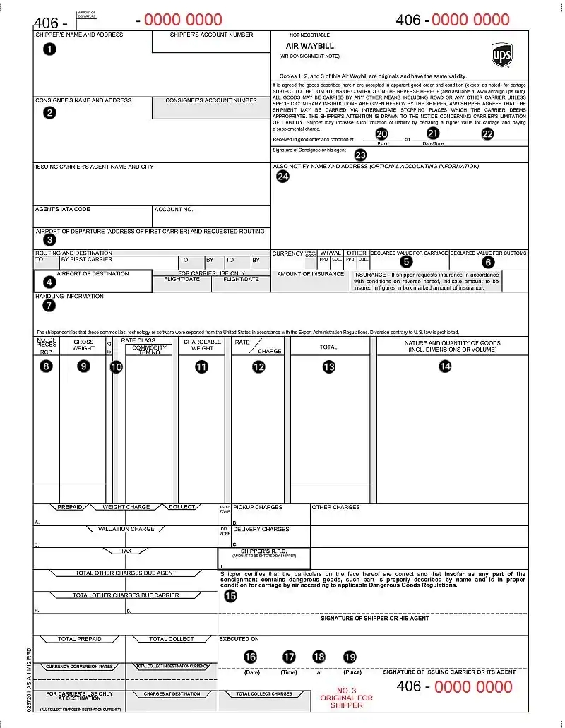airway bill example format template