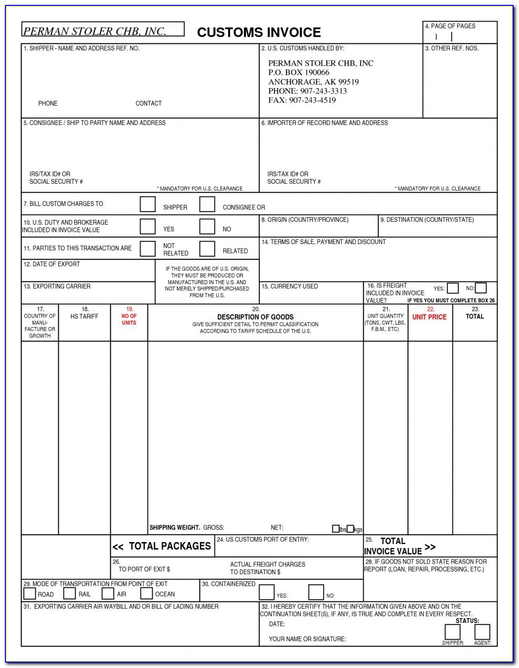 customs invoice template invoicegenerator us customs invoice form