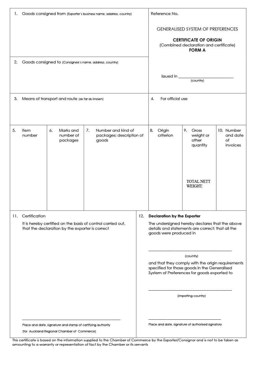 certificate of origin example format