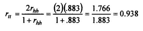 Spearman-Brown prophecy example 11