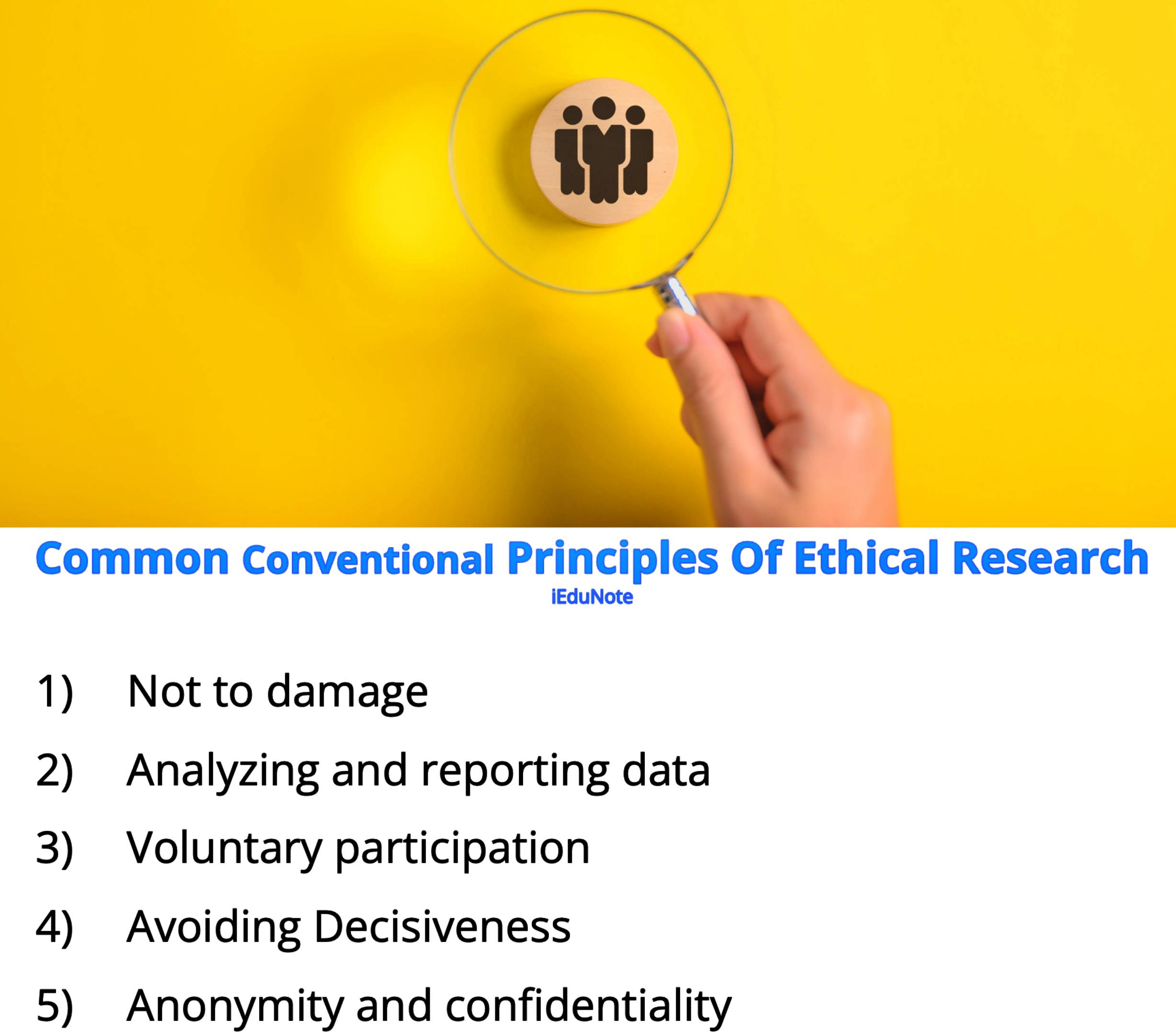 Common Conventional Principles of Ethical Research Common Conventional Principles of Ethical Research
