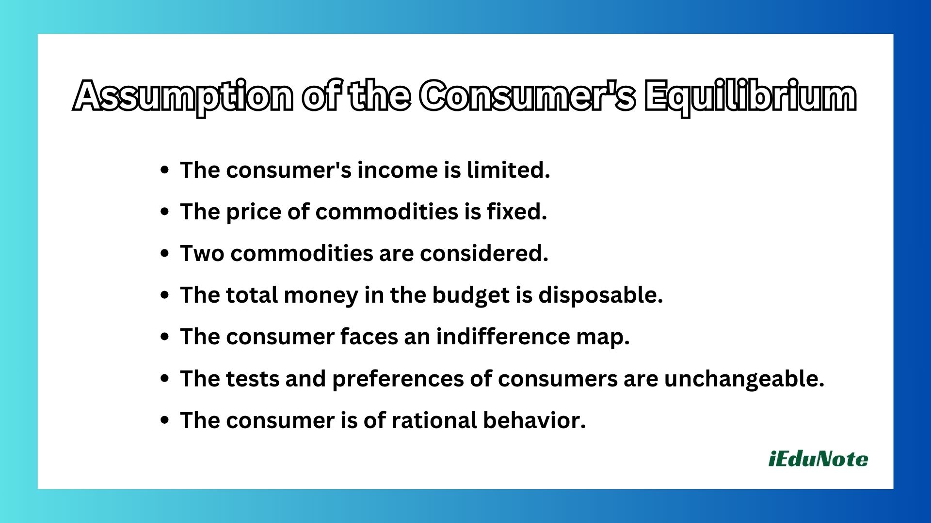 assumption of the consumers equilibrium assumption of the consumers equilibrium