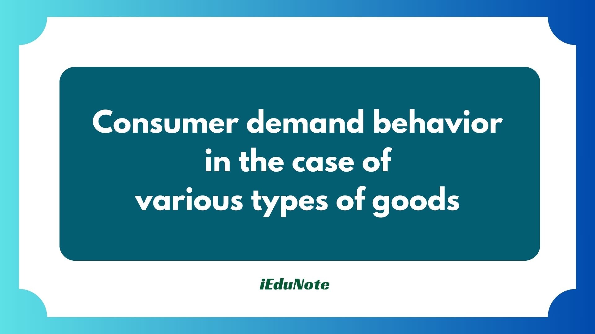 consumer demand behavior in the case of various types of goods