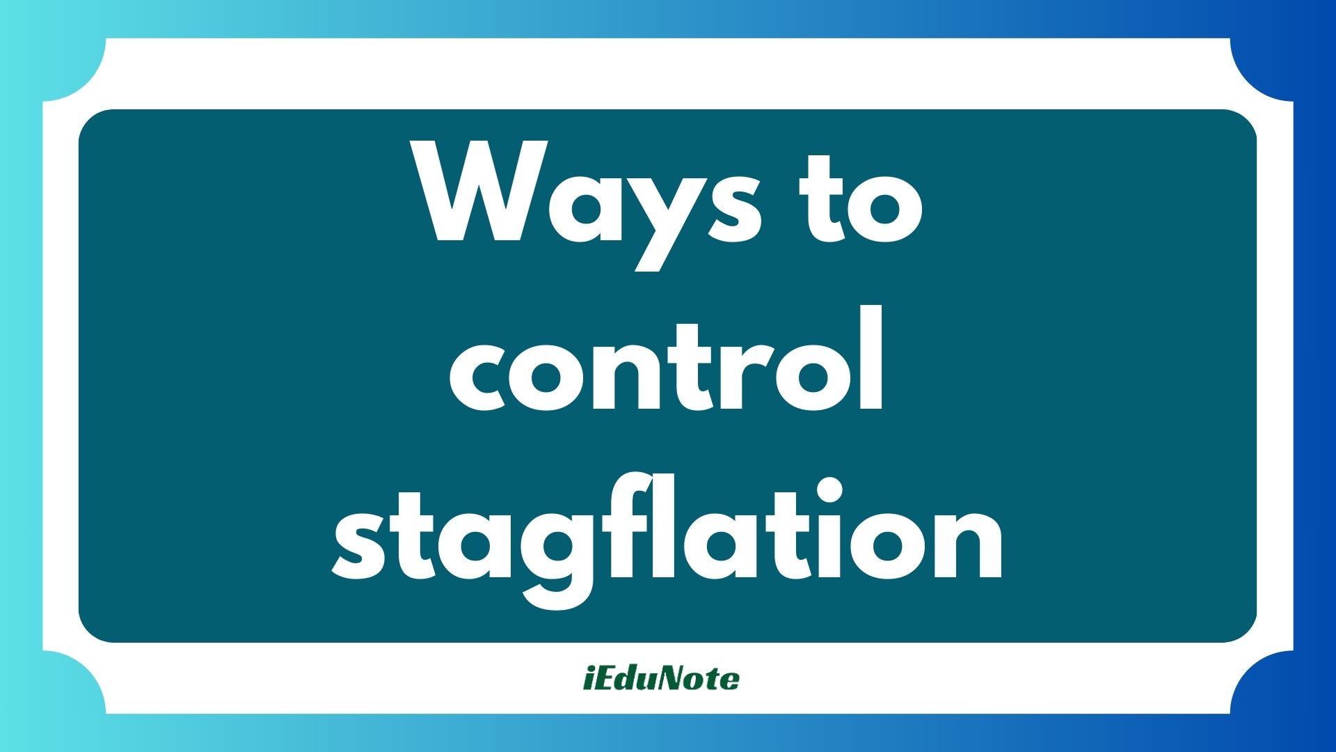 ways to control stagflation