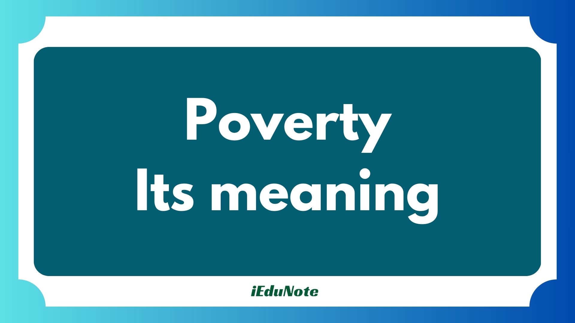 poverty meaning